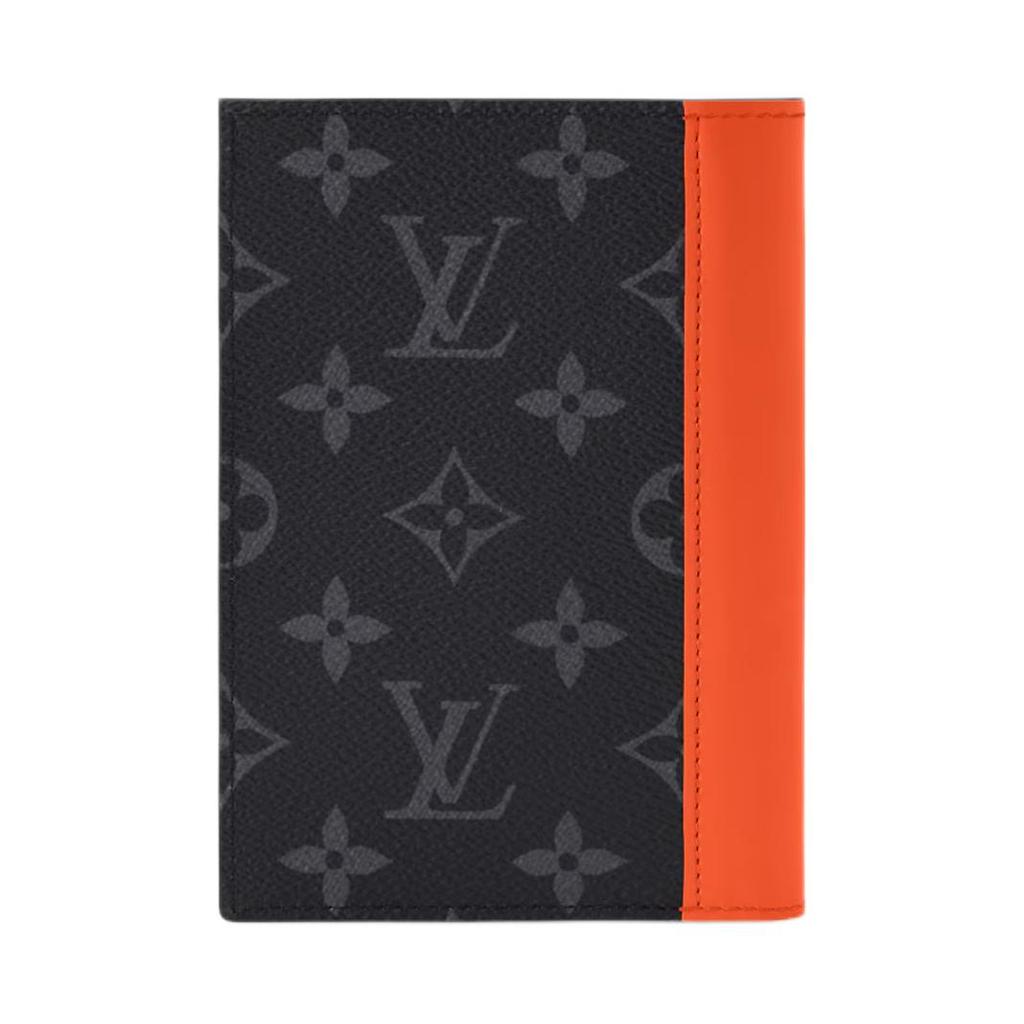 Louis Vuitton Monogram Eclipse Logo Color Block Design Coated Canvas Passport Holder Men Accessories Orange M25838