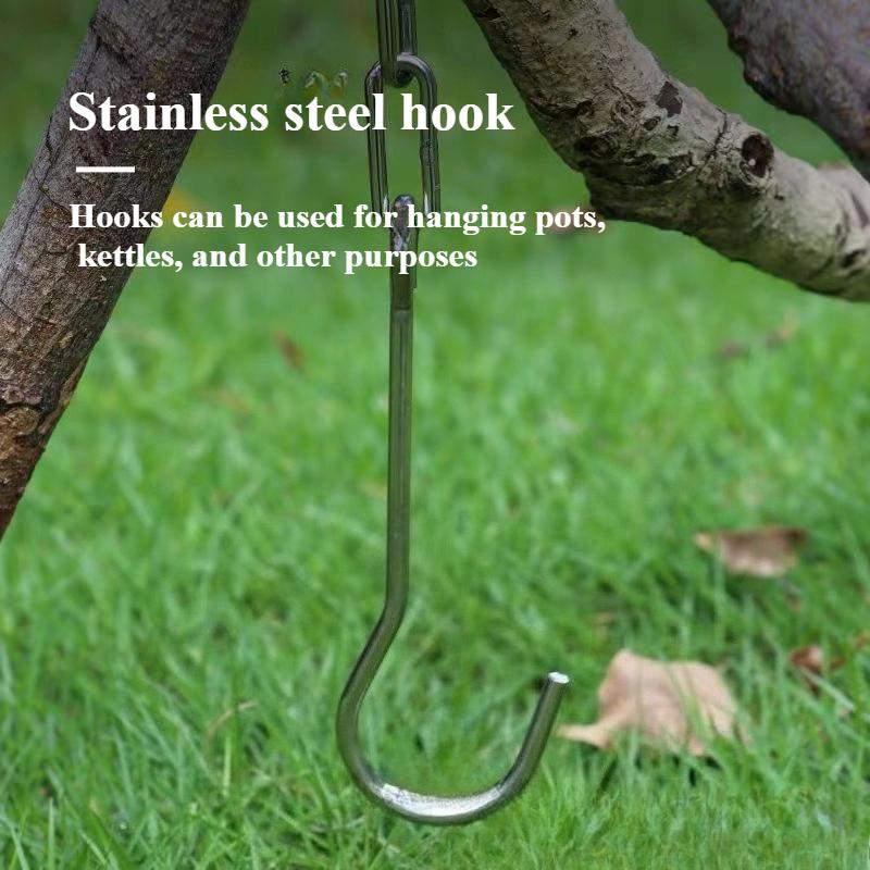 1Pc Tripod Hanging Detachable Campfire Cooking Accessories Set Outdoor Barbecue Adjustable Hanging Stainless Steel