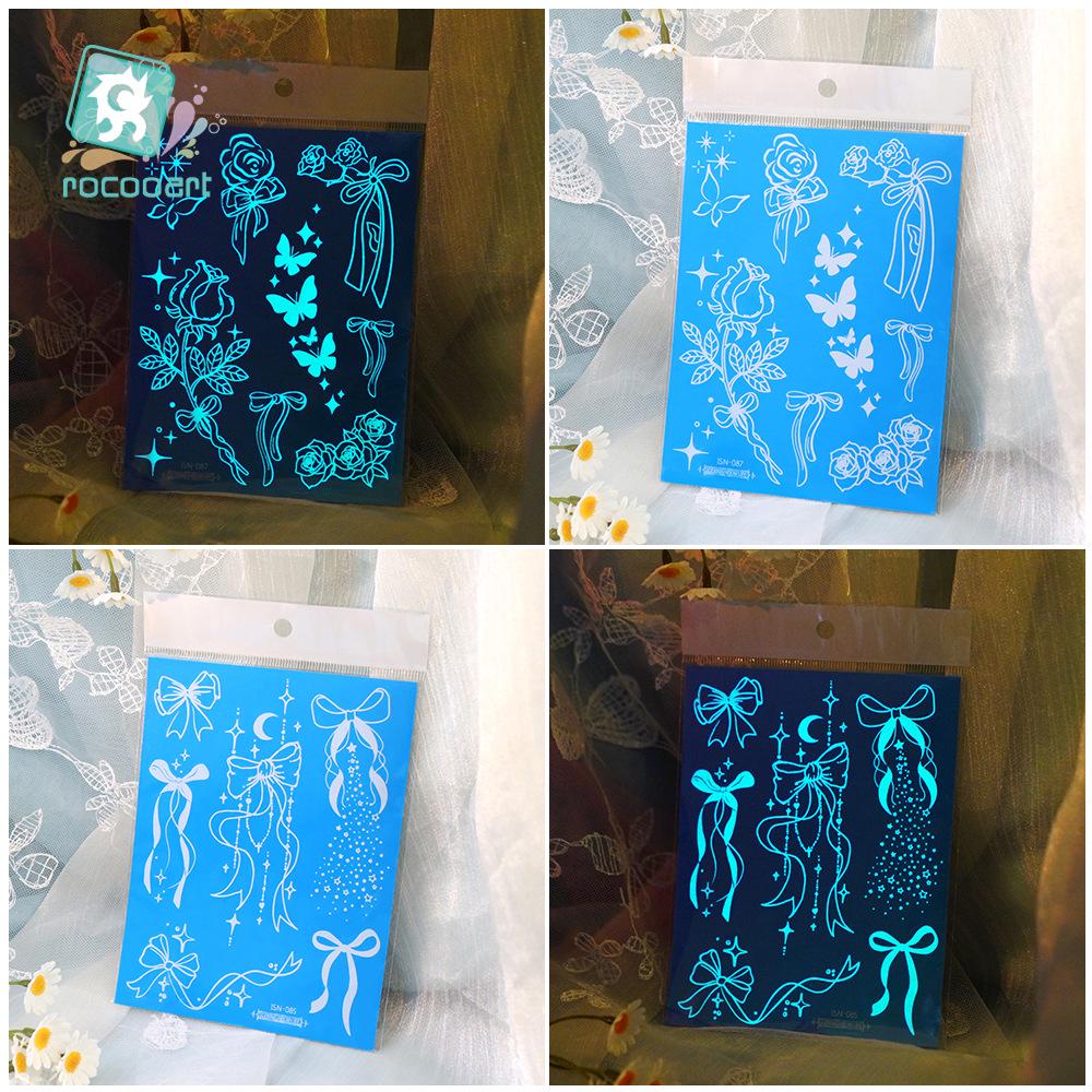 Rikaron Luminous White Henna Mandala & Butterfly Tattoo Stickers - Waterproof.