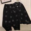 Spring new black high-end imitation cotton pajamas long-sleeved trousers star graffiti loungewear set