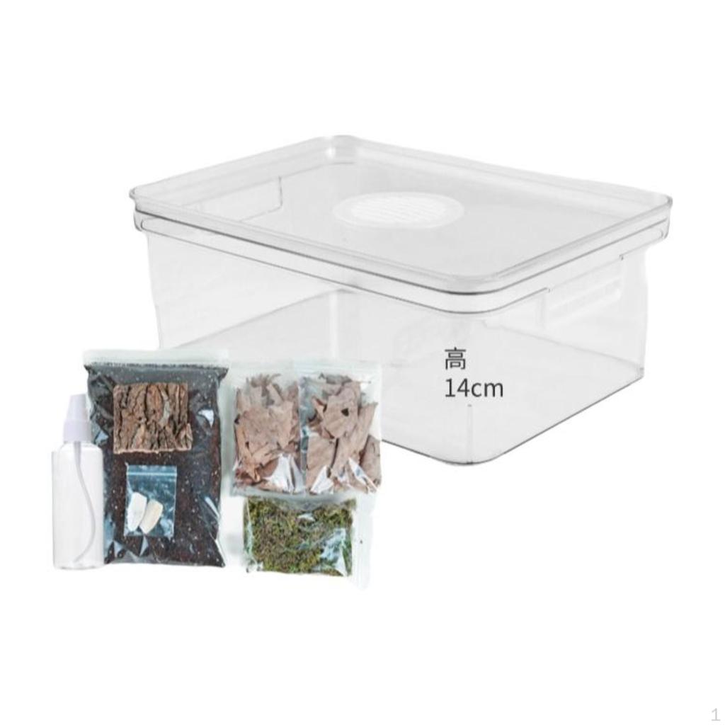Transparent Acrylic Breeding Box for Herpetofauna Feeding with Vents 25x17x12cm Set