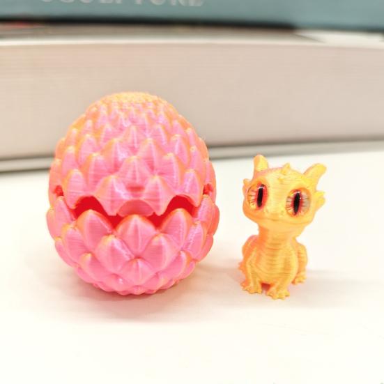 2Pcs 3D Printed Dragon Egg Figurine Movable Joints Dragon Figure Fidget Toy Dragon Egg with Articulated Dragon Inside Decoration Ornament