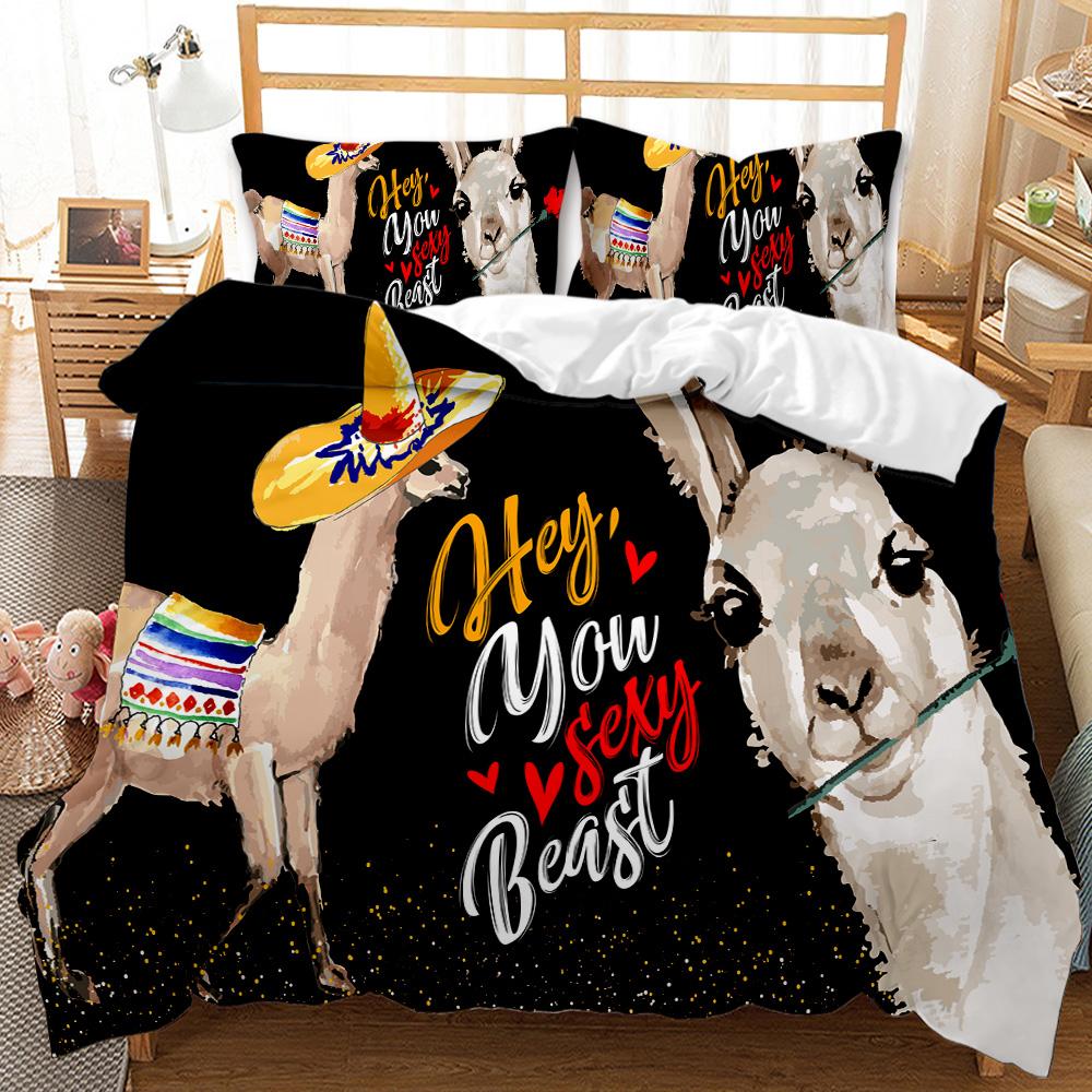 Alpaca Duvet Cover Kids Girls Alpaca With Headphones Duvet Cover Cartoon Alpaca Comforter Cover Double Queen King Size