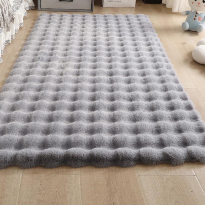 Cream Plush Bedroom and Balcony Rug - Velvet-Like Imitation Rabbit Fur.