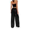 Sequin Pants Women Stretchy High Waist Wide Leg Pant Casual Loose Glitter Trousers Bling Party Clubwear