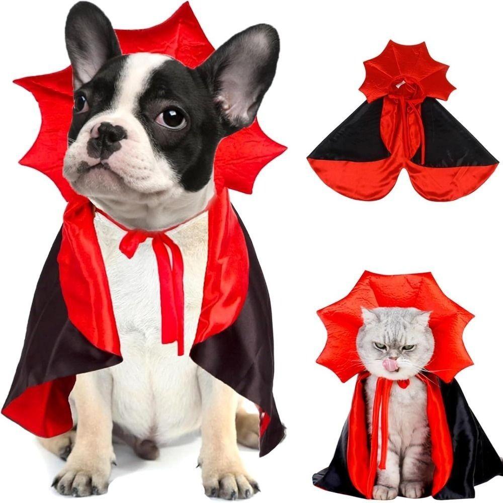 Stand-Collar Halloween Pet Cape Adjustable Dogs Wizard Outfit Cool Pet Cosplay Costume Puppy