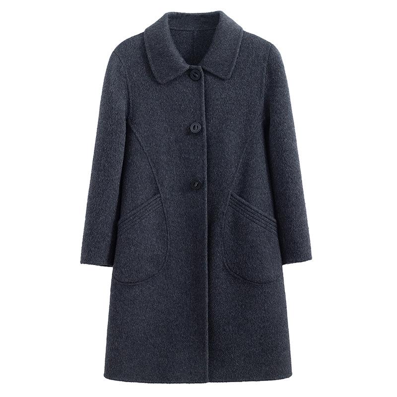 Women's Double-Faced Wool Camel Hair Coat - Autumn/Winter Style, Middle-Aged Mother's Loose, Slimming, Elegant Overcoat