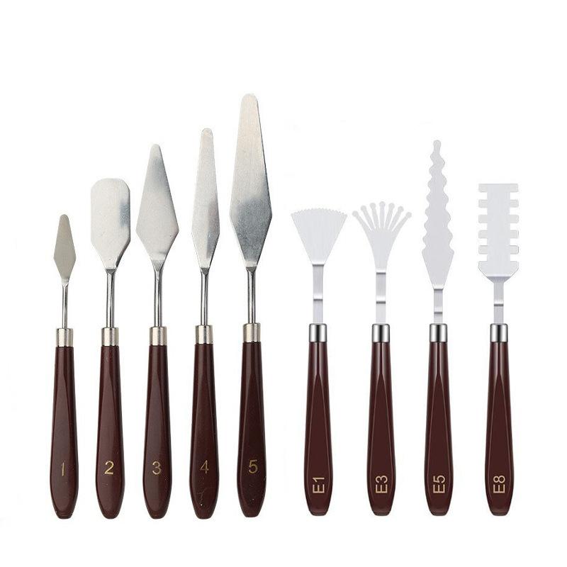 7 ks/Sada nerezových špachtlí na olejomalbu Umělecké nástroje Špachtle Paletový nůž Míchací nůž na olejomalbu Stěrka Umělecké nástroje