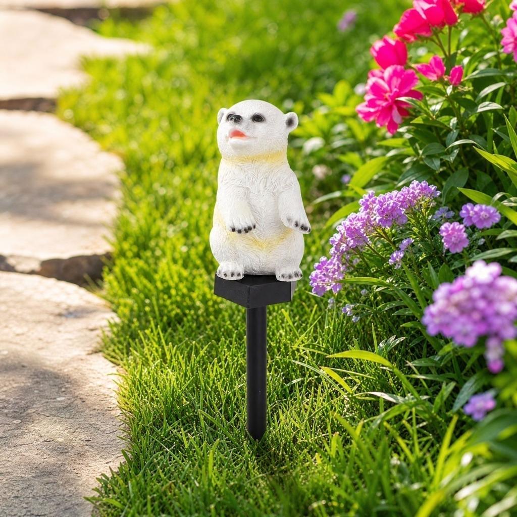 Ground Stake Resin Light with Bear Design for Outdoor Garden Yard Decoration