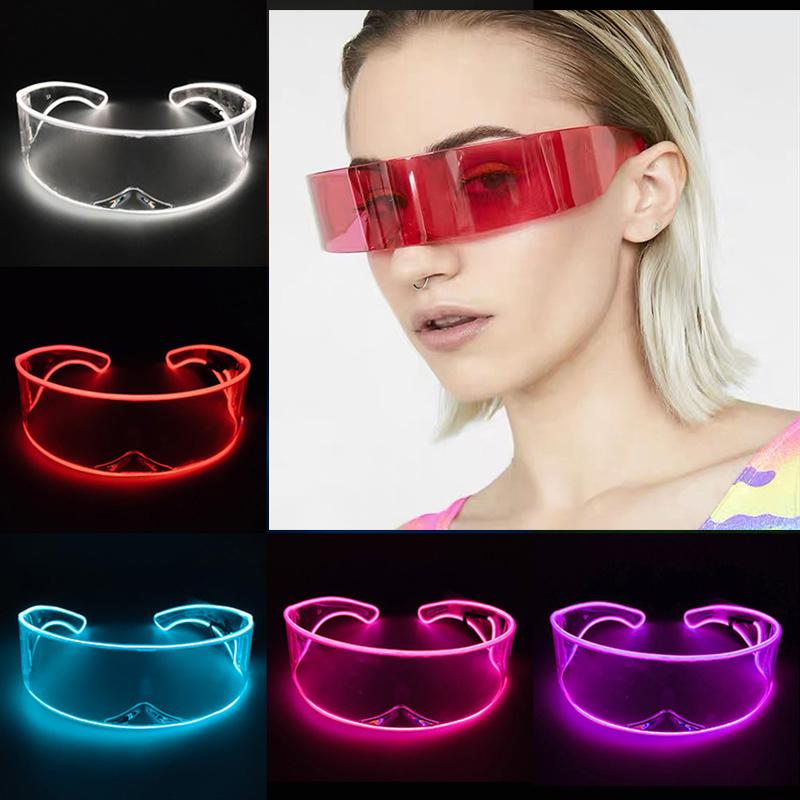 Attractive Glasses Women's Light Wireless Glowing Led Glasses Nightclub Masquerade Concert Performance Props Dj Y2k Glasses Futuristic Robot Led Sunglasses
