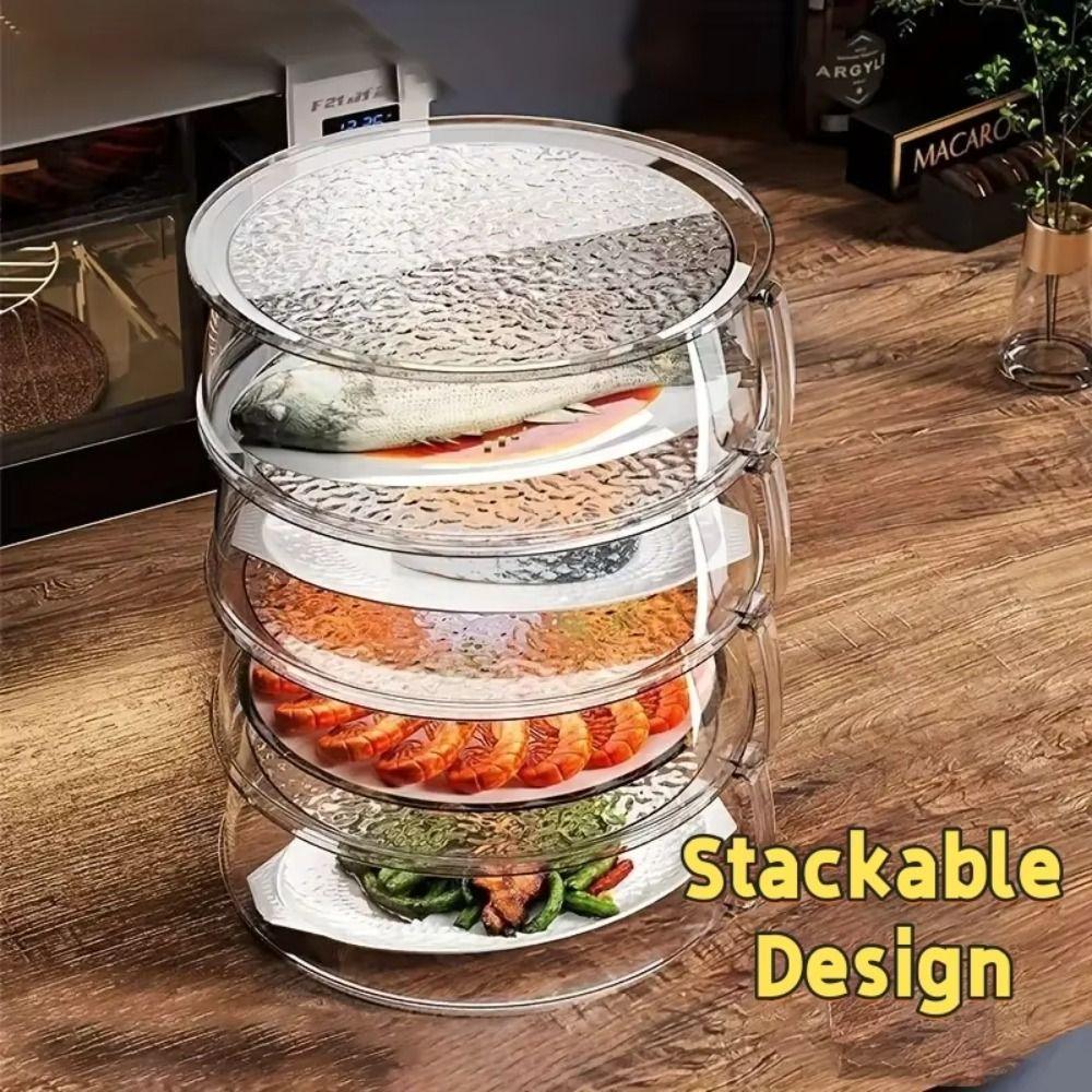 Stackable Food Insulation Cover Splash Dust Proof Microwave Oven Cover Transparent High-temperature Resistant Bowl Cover