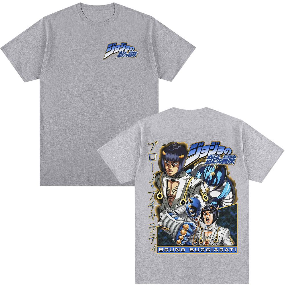 Anime JoJo Bizarre Adventure Tshirt Bruno Buccellati Manga Tshirts Mens Women Cotton Casual Short Sleeves T Shirt Streetwear