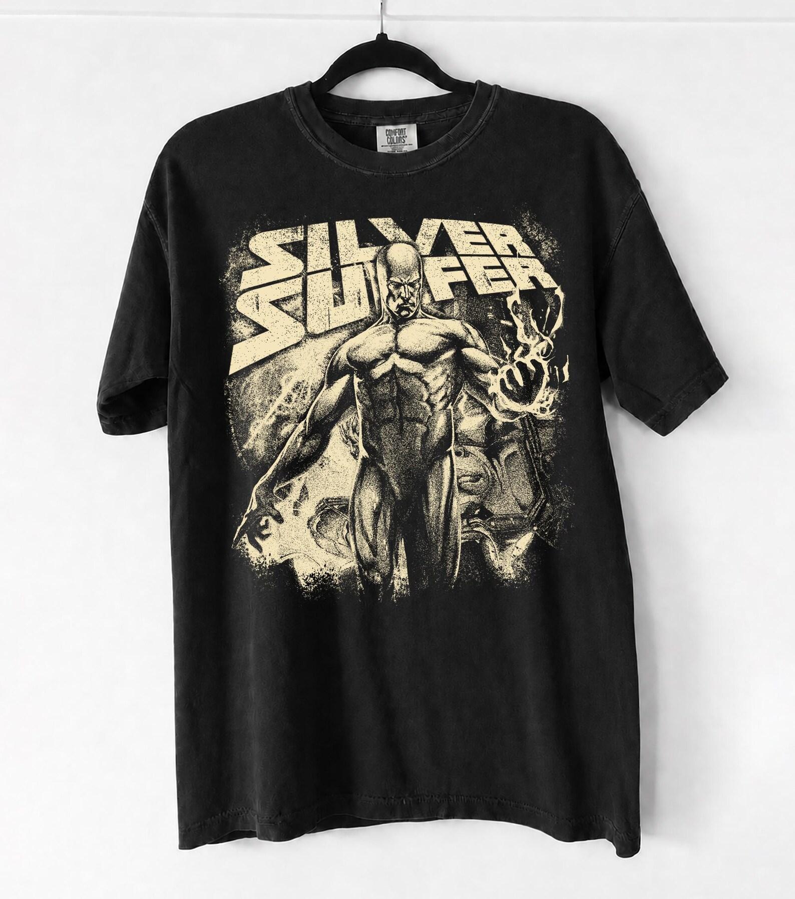 Vintage Silver Surfer Shirt, Marvel Comics T-Shirt, Fantastic Four Merch, Retro Superhero Tee, Norrin Radd Graphic T-Shirt M