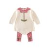 Herbst 2025 Baby Strampler mit floralem Kragen & bestickte Leggings Set