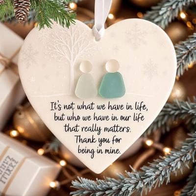 Ceramic Heart Shape Christmas Ornament Gift Tree Pendant Decorations Holiday Xmas Navidad Home Party Supplies