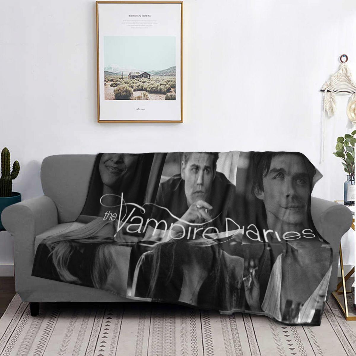 Pandara Jewelry Unisex The Vampire Diaries Damon Salvatore Blankets Soft Warm Flannel Throw Blanket Bedspread For Bed Living Room Picnic Travel Home