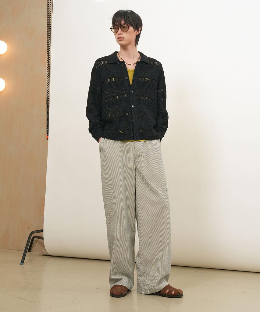 GENERALIDEA Man Side Pocket Striped Pants [Ivory] / Gf1Mpt014