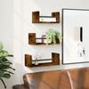 3 Piece Wall Shelf Set with Bars Smoked Oak Wood Based Material