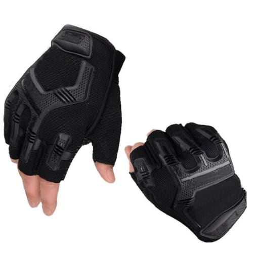 Tactical Half-Finger Gloves, Reinforced, Mountaineering Gloves (Black)