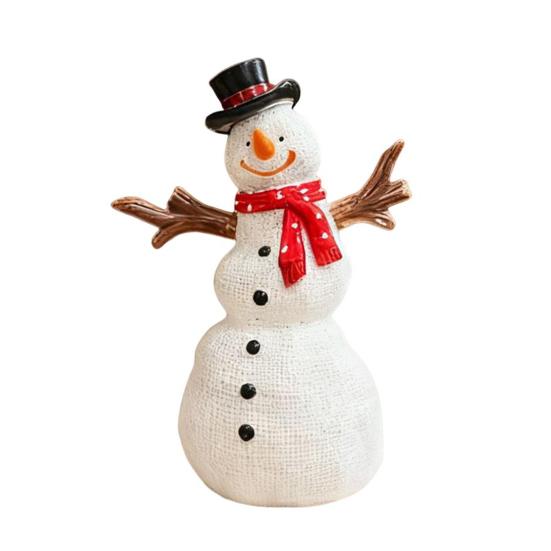 Mini Christmas Tree Figurine Cartoon Snowman Resin Statue Holiday Party Home Office Desktop Decoration Ornament Festival Gift