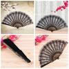 Black Spanish Style Dance Party Wedding Lace Silk Folding Hand Held Flower Fan