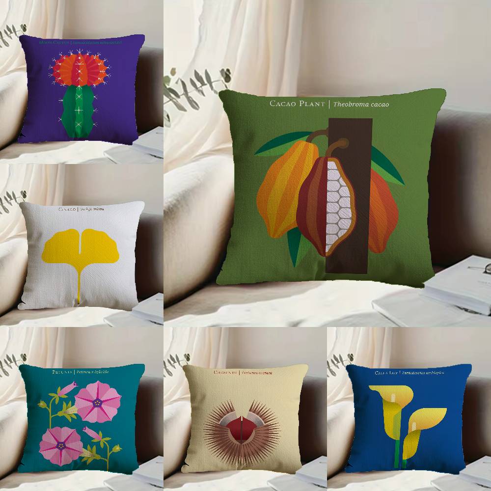 Simple Flower Art Pillow Case Anti-dustmite Pillowcase Invisible Zipper Silky Short Plush Sofa Cushion Cover