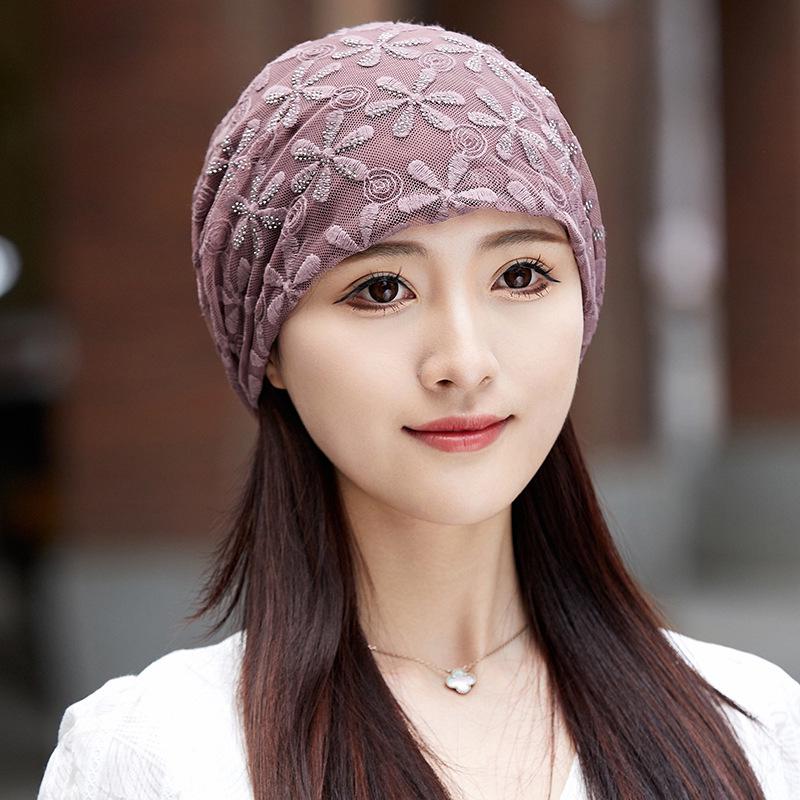 Women's Summer Lace Slouchy Hat - Breathable, Stylish, Thin White Hair Cover