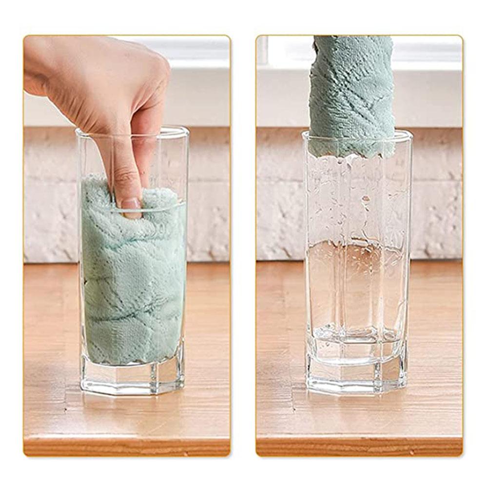 5/10/15Pcs Kitchen Dish Towels Double-layer Home Ultra Soft Absorbent Pad Coral Fleece Dishcloth Nonstick Oil Fast Dry Washcloth