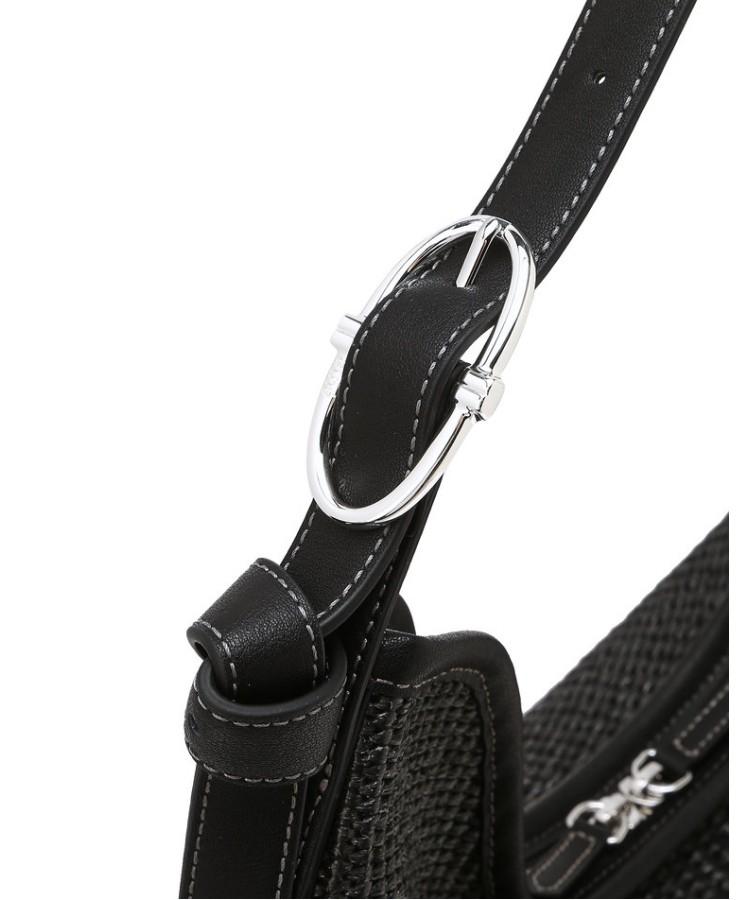 Athe Vanessabruno [Ecole] Black Ecole Raffia Shoulder Bag Aaba6E822Bk