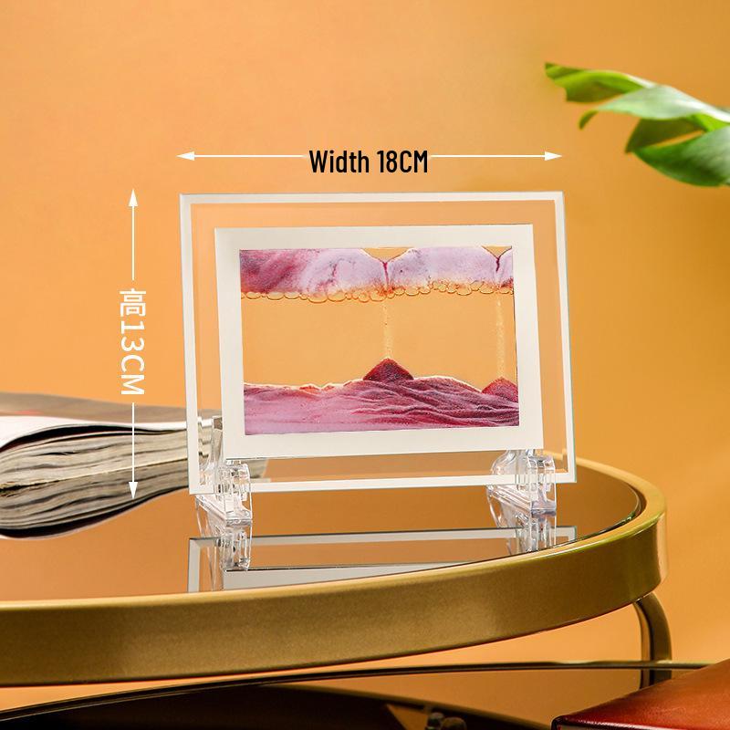 Ornament 3D Ruchomy Piasek Lustrzane Krawędzie Kwadratowy Obraz do Salonu - Szklana Dekoracja Rękodzieła Zestaw na Prezent