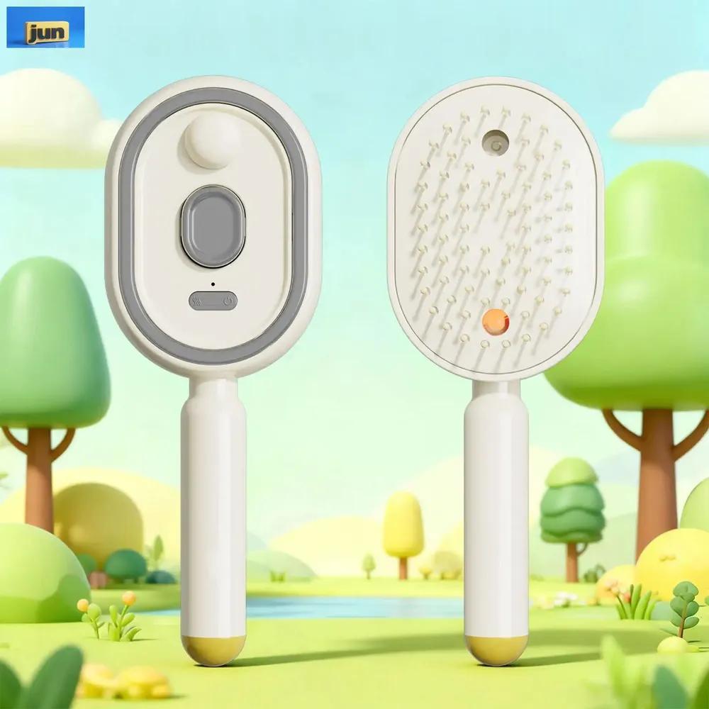 Automatic moisturizing comb with flexible base and 10 ml container