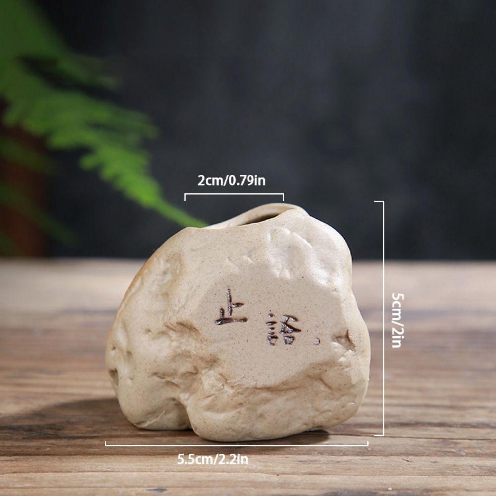 Ceramic Ceramic Zen Hydroponic Vase Handmade Desktop Small Vase Stone Shape Vase  Office