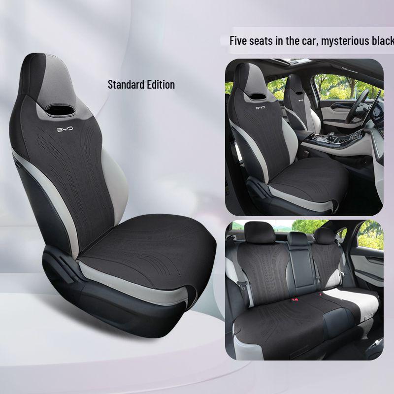 Дышащий, износостойкий чехол на сиденье из замши для BYD Qin Plus - Всесезонная подушка Silver Gray