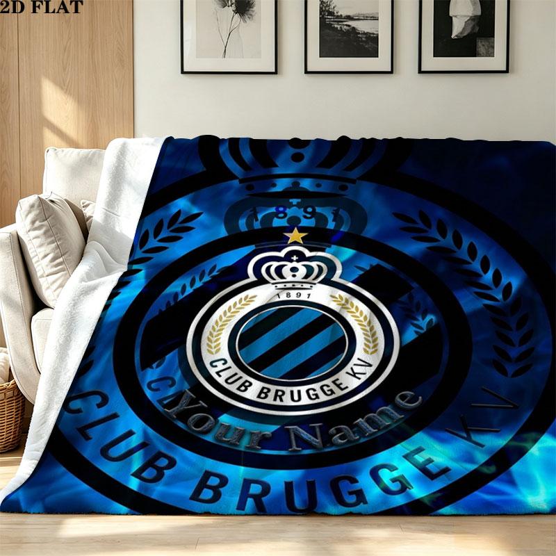 1PC Club Brugge KV Custom Name Patterned Flannel Blanket Suitable For All Seasons for Home Decor Warmth and Comfort Gifts Holiday Present