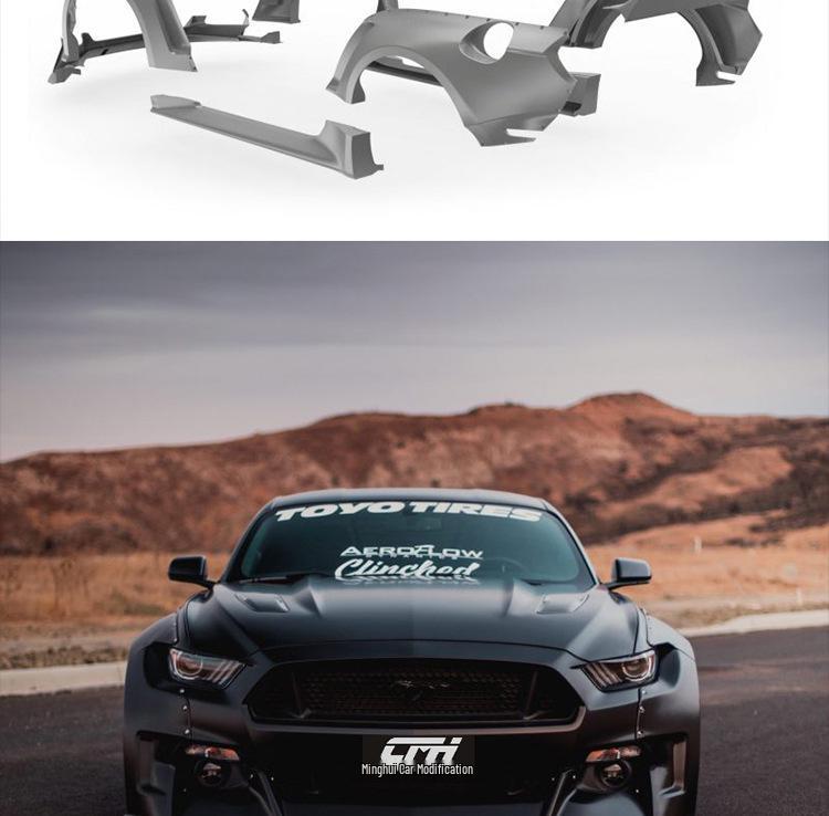 Compatible with 2015-2017 Ford Mustang: Clinched Wide Body Kit Wheel Arch Fender Spoiler.