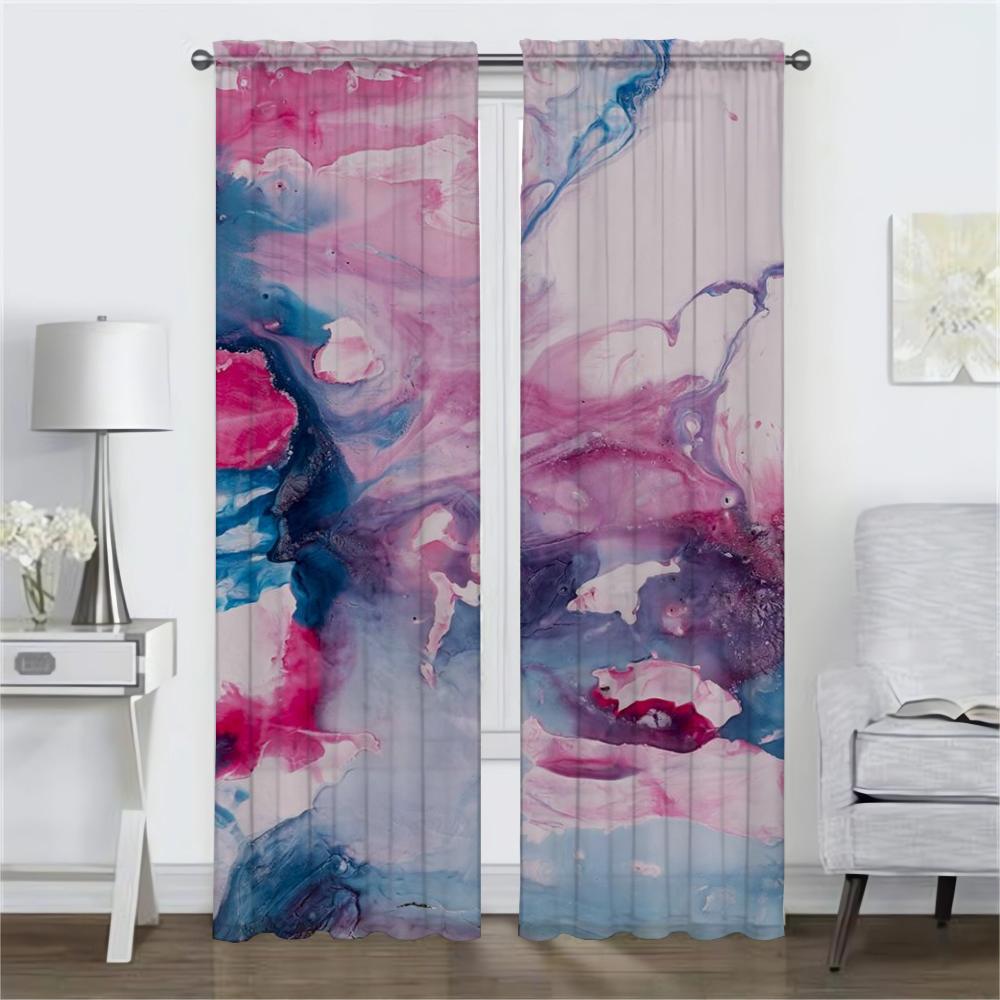 Anti-mosquito Curtains 2 Pieces Flowers Elegant Room Curtains for Camera Living Room Curtain Partition Tulle for Bedroom Shades