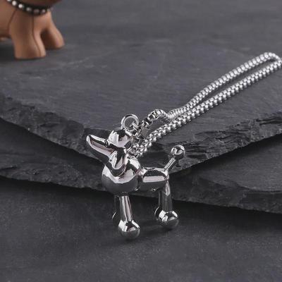 Colar com Pingente de Filhote de Poodle 3D - Acessório de Joalheria de Cachorro de Desenho Animado Fofo