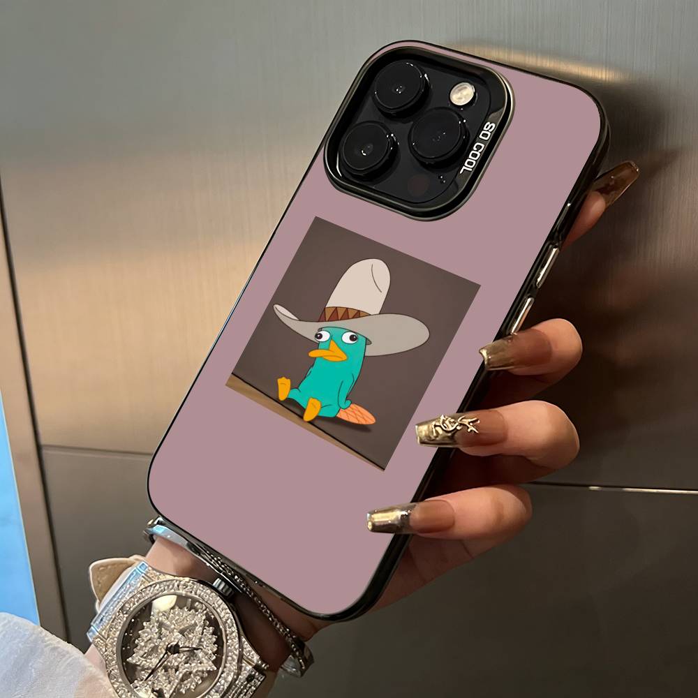 P-Perry The P-Platypus Phone Case For IPhone17 16 11 12 13 14 15 16 Pro Max Plus Cover Colored Silver Funda Bumber