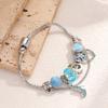 1 Women's Pan Family DIY Multi Element Bracelet with Diamond High Heels Peach Heart Pendant and Snake Bone Chain Bracelet