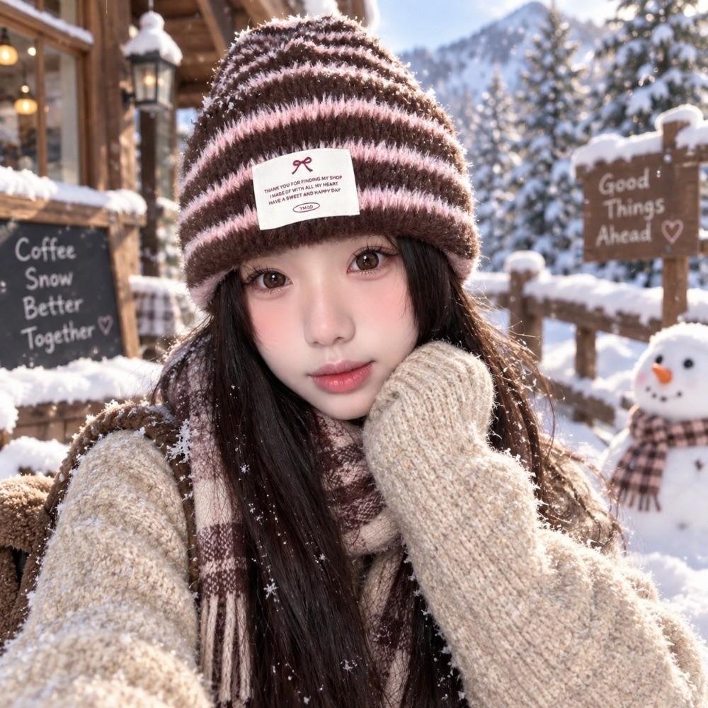 Casual Daily Knitted Beanie Hat Polyester Fall Winter Warm Hat Ear Protection Beanie  Student