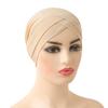 H117 Forehead Criss Cross Muslim Turban Pure Color Stretch Inner Hijabs For Caps Ready To Wear Women Head Scarf Under Bonnet