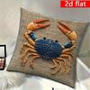 2D flat- Coastal Blue Crab Throw Pillow Cover 18x18 Inch Farmhouse Nautical Square Cushion Case for Home Sofa Bedroom Decor