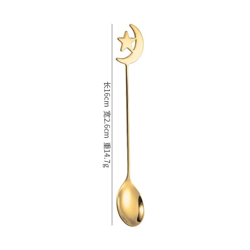 Eid Mubarak Star Moon Pendant Stainless Steel Spoons Coffee Spoon Kitchen Gold Accessories Tableware Decoration Tea Accessories