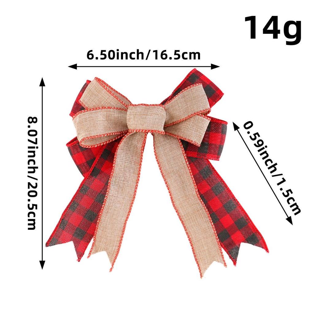 Red and Black Plaid Burlap Bow Christmas Tree Ornament