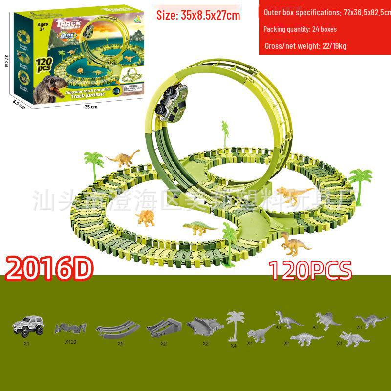 Elektrická dinosauří dráha s montážním ruským kolem pro děti