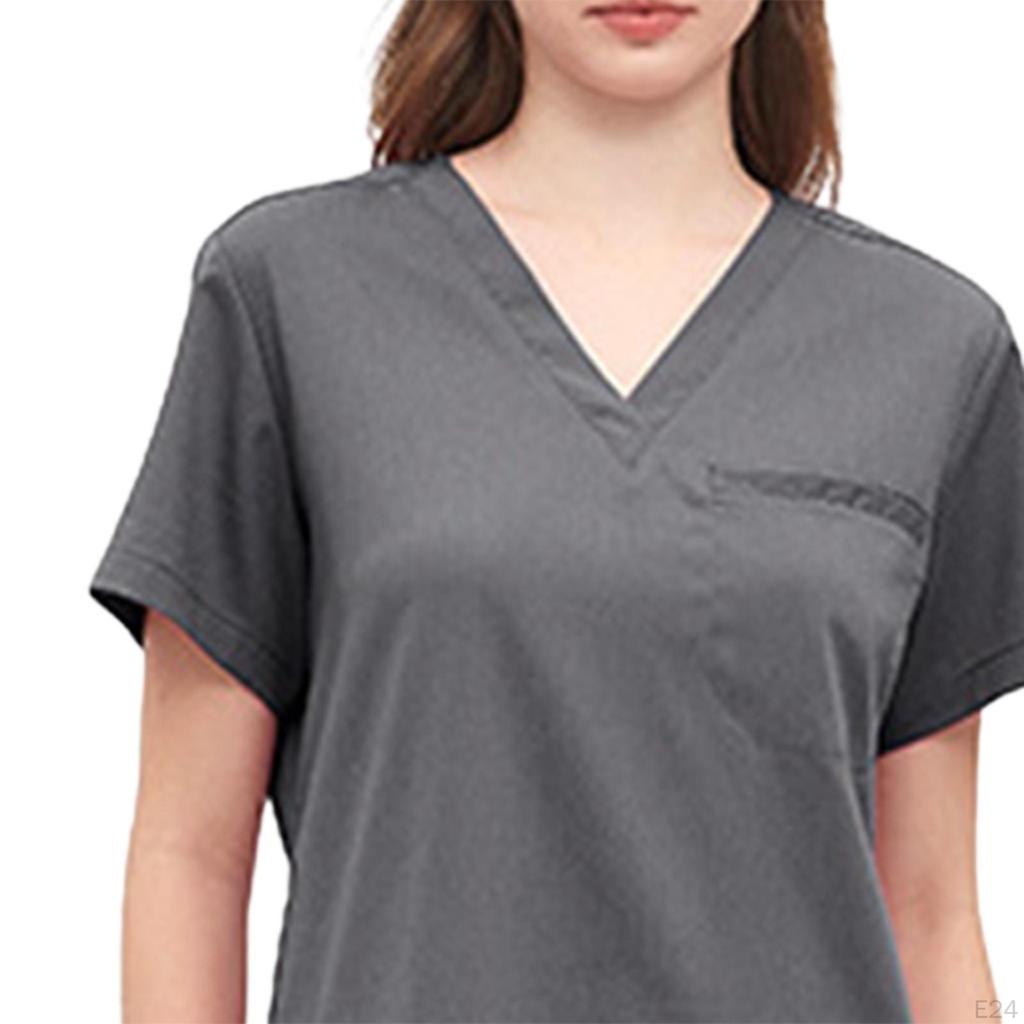 Damen Uniform Kasack Set Pflege Arbeitsanzüge Schwesternoberteil und Hose V-Ausschnitt Kasacks