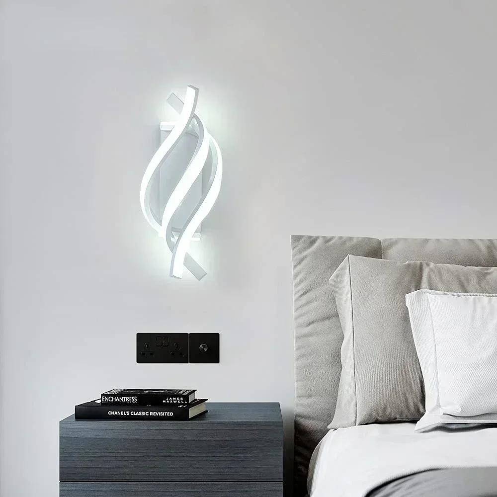 Modern LED Wall Light Curved Spiral Wall Sconce Lamp for Living Room Bedroom Bedside Aisle Home Decor Indoor Lighting Fixtures