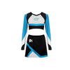2pcs 2026 Women Sparkle Cheerleading Uniform Long Sleeve Crop Tops Mini Skirt Halloween Party Cosplay Costume Cheerleader Skirts