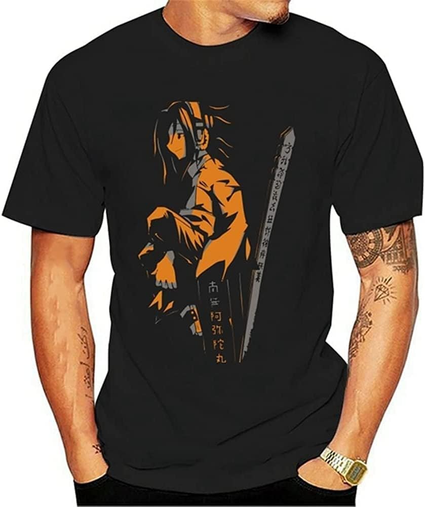 One yona Shaman King Shirt Shaman King Orange T-Shirt 100 Cotton Short Sleeve Tee Shirt Funny Man T Shirt Black Black 4XL чёрный