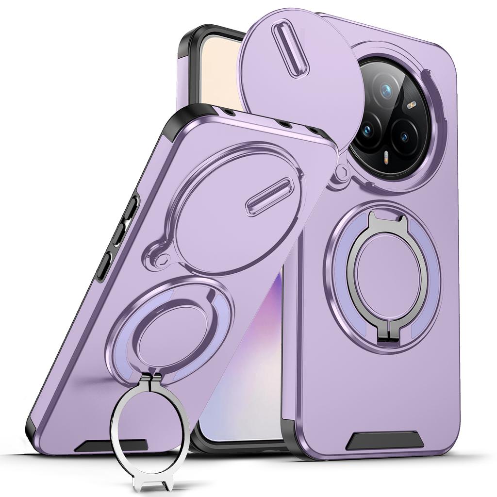Magnetic Ring Stand Phone Case For Realme 14 Pro Plus 5G Slide Camera Lens Protection TPU Frame Hard Plastic Back Cover Fundas